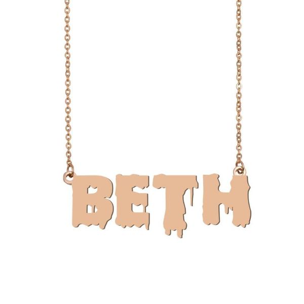 

pendant necklaces beth name necklace , cool bloody art for halloween and santa's day jewelry gift kids boys girls, Silver