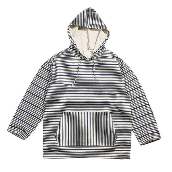 

men's hoodies & sweatshirts horizontal stripes mens autumn pinstripe casual loose long sleeve pullover men, Black
