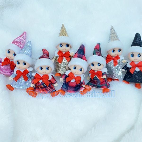 

baby elf doll for home creative small ornaments pendant christmas gift with movable arms and legs wear a-line dress handsome pants gold sequ