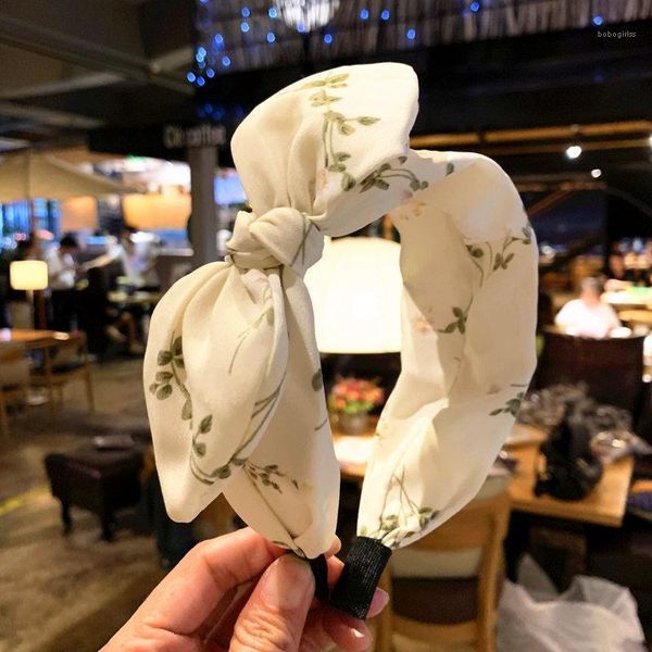 

risyh simple hair accessories korean sweet floral bow tie hoop wide ear press lady small fresh c1