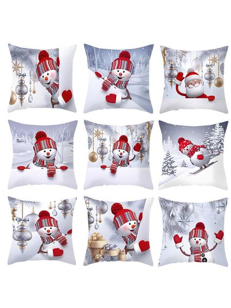 

pillow case home sofa throw christmas snowman printing polyester peach skin cushion cover service