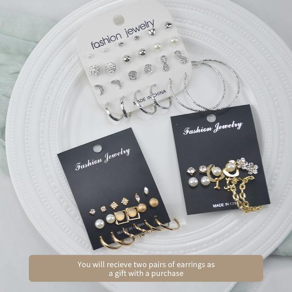 

dangle & chandelier 6-12 pairs fashion pearl pendant earrings set for women multi- hoop crystal stud simple geometric gold sliver, Silver