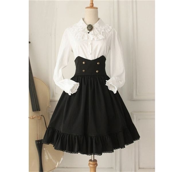 

gothic high waist women's skirt retro style short skirt plus size midi skirt custom tailored 210319, Black