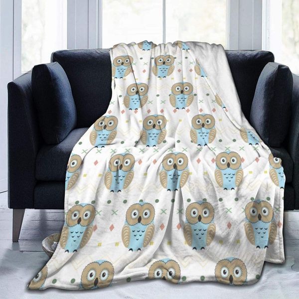 

cute owl patterns child sofa throw blanket flannel super soft fleece beach picnic bedspread home decor all season for baby dog