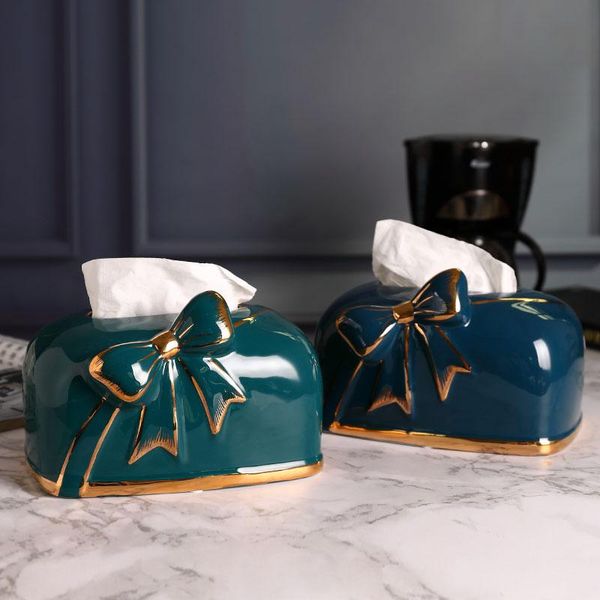 

pure color gold ceramic household tissue box dining table living room decoration gift pumping paper convenient simple style boxes & napkins