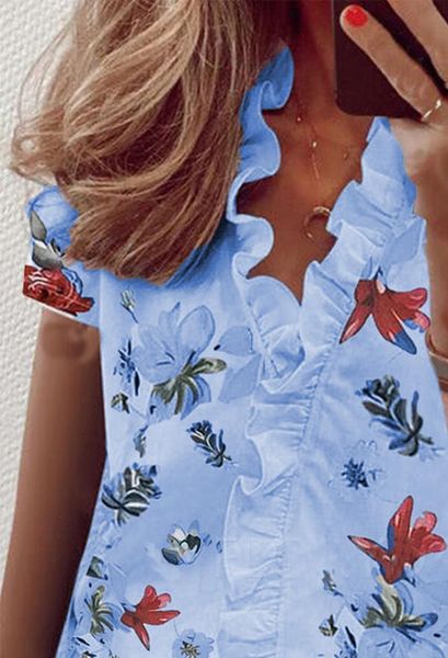 

short sleeve elegant fashion ruffle womens shirts v neck and tunic, White
