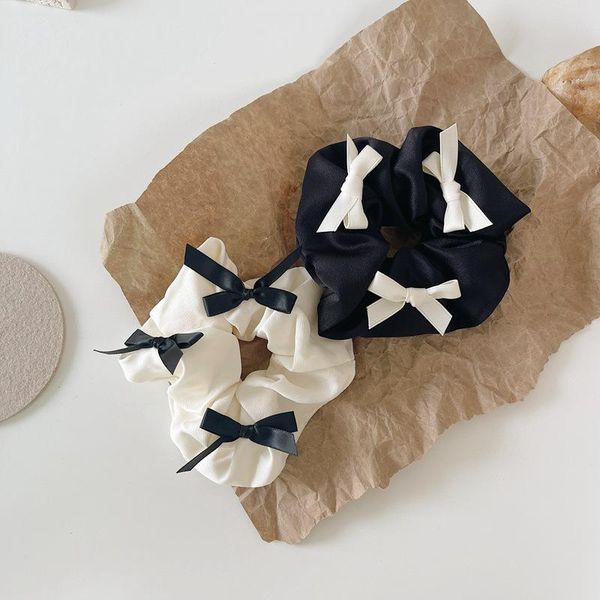 

hair clips & barrettes 1pc women satin scrunchie solid color elastic handmade multicolor bow band holder headband accessories, Golden;silver