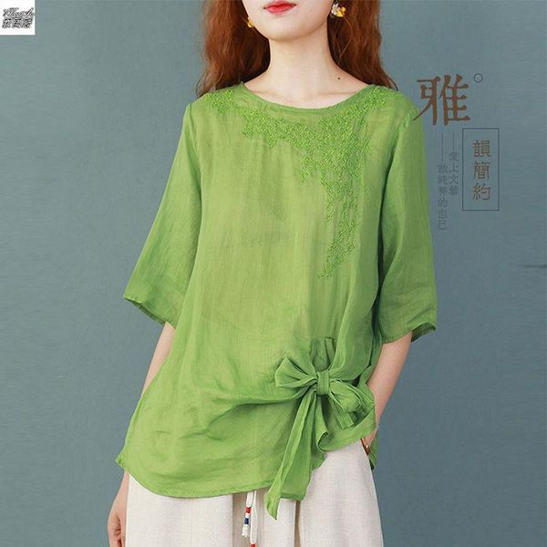 

women's blouses & shirts vintage embroidered shirt summer irregular loose blouse women blusas ropa de mujer, White