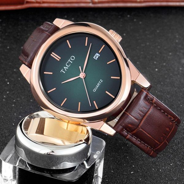 

wristwatches green mens watches male clocks date sport military clock brown leather strap quartz business men watch gif, Slivery;brown