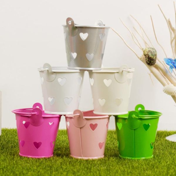 

candy box creative deskstorage hollow heart shaped tinplate small iron bucket mini wedding party favor gift ( wrap
