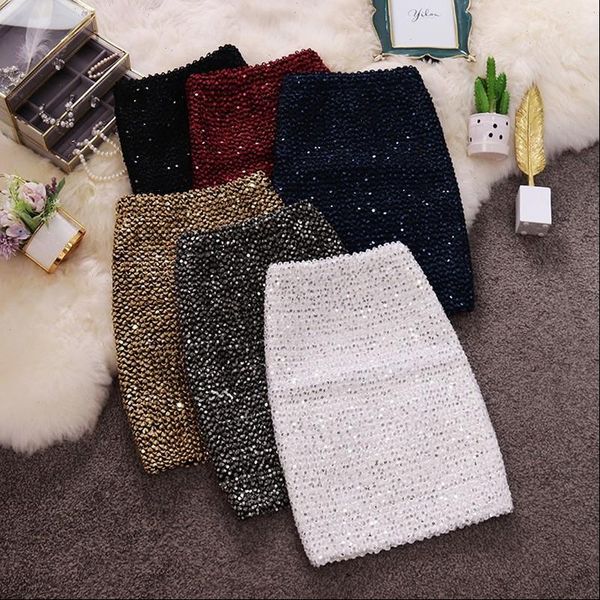

fashion bling womens skirts women gold sequin mini skirt ol bodycon pencil short wrap streetwear party simple spring tunic, Black