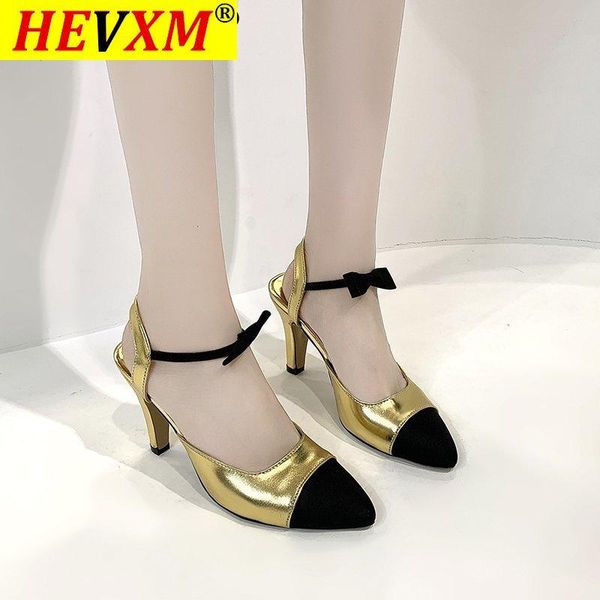 

dress shoes fashion high heels 2021 women black, gold pointed toe bow heel party ladies sandals