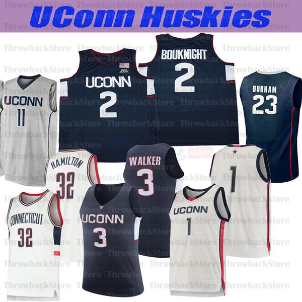 Personalizzato Uconn Huskies College Basket 1 Christian Vital 2 Gigi 10 Brendan Adams 12 Tyler Polley 15 Walker 34 Allen Maglie
