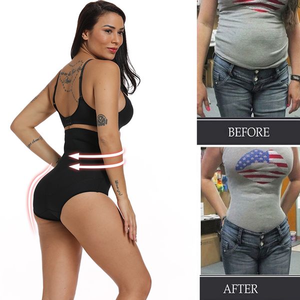 

new seamless hip raise waist training pants shapewear for women silmming fat burning hight waist shapers underwear, Black;white