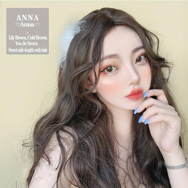 

natural synthetic fiber wig wool curly wavy neutral fluffy female1, Black