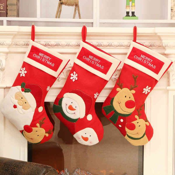 

decorations new large print double headed santa snowman elk socks