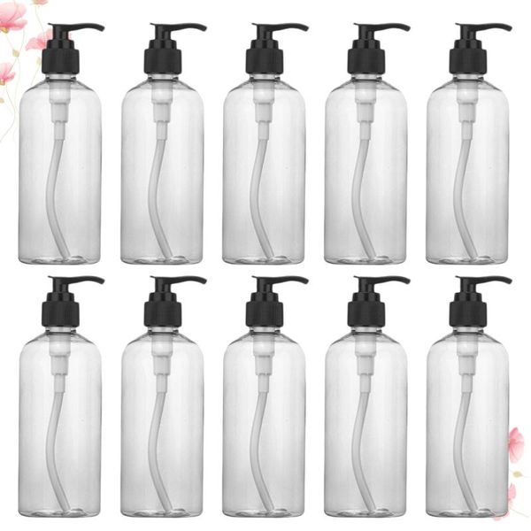 

storage bottles & jars 8pcs shower press pump bottle empty subpackaging refillable for home bathroom - 300ml (transparent bottle, bla
