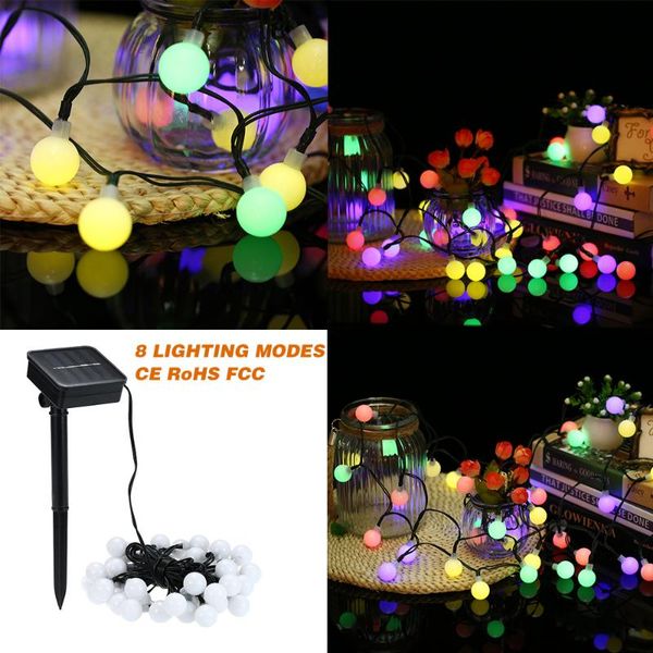 

strings outdoor solar garland string lights 19ft 30 led rope light white ball shape 8 modes multicolor party festival decoration