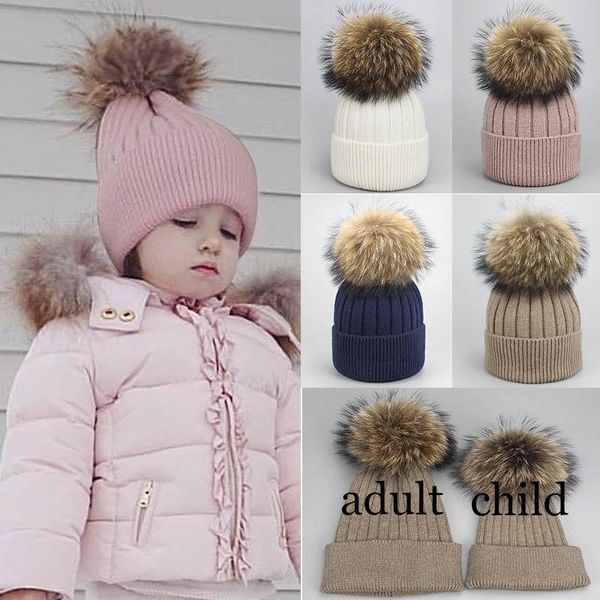 

beanies dt072 natural fur pom hat fashion winter for girl women warm