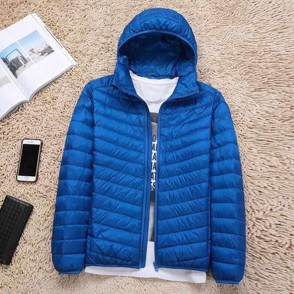 

2018 new autumn winter ultra light duck down coats men casual plus size jacket warm parkas hooded slim short, Black