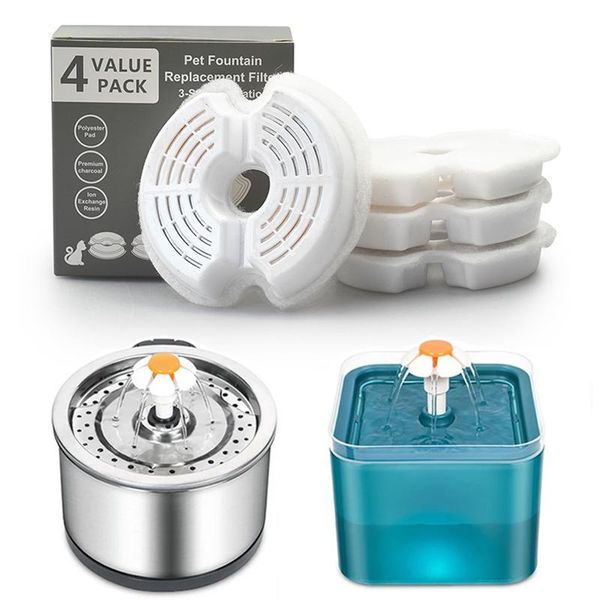 

cat bowls & feeders water fountain carbon replacement filters and foams for 304 stainless steel drinking 4 packs pet supplies