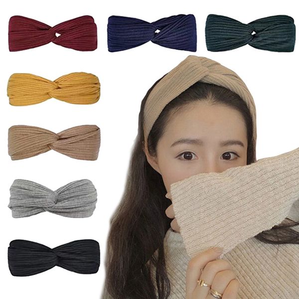 

knitted cross hair bands wash face headband pure color elastic headbands yoga sports hairband for women girls dhl, Silver