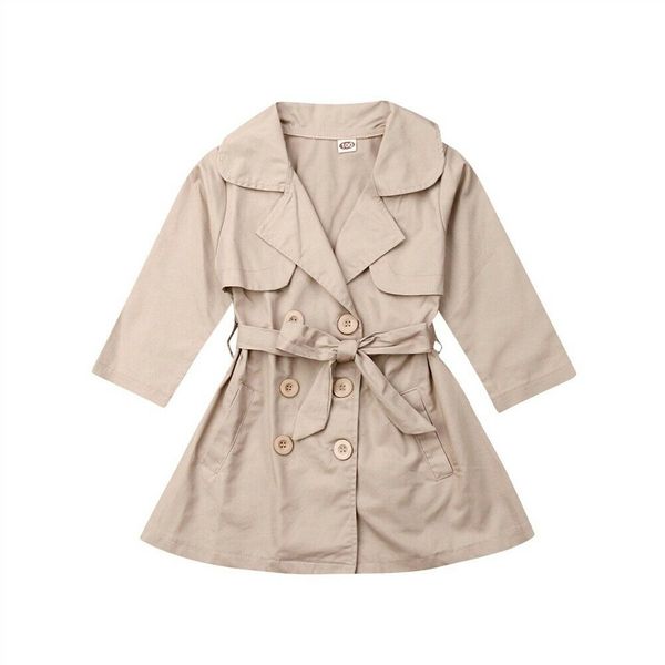

2-7t baby girls clothes kids girls autumn button long trench coat jacket outerwear parka overcoat top, Blue;gray