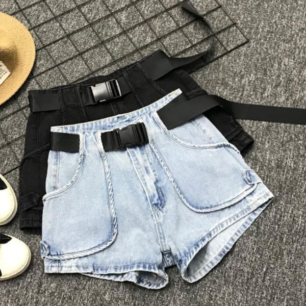 

plus size 5xl denim shorts jeans women safari style summer high waist loose wide leg women's, White;black