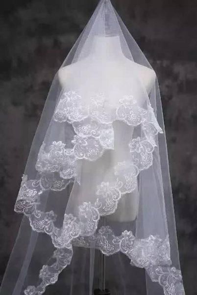 

bridal veils wedding dresses 2.5m chapel veil one layer applique edge no comb, Black