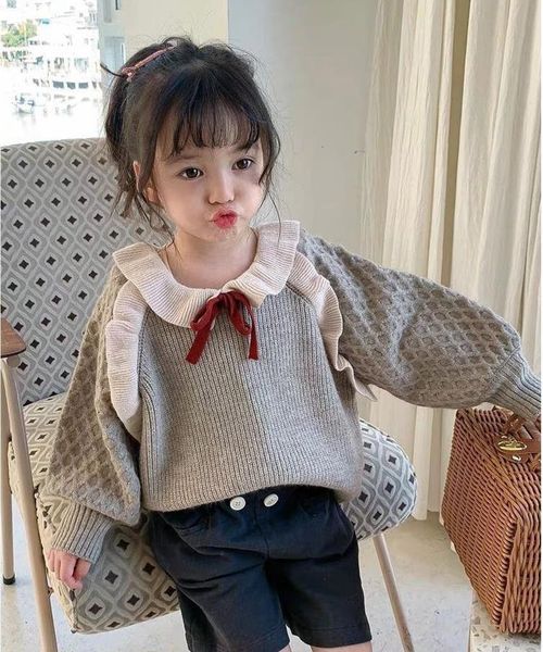 

pullover girl's western style long sleeve sweater, Blue