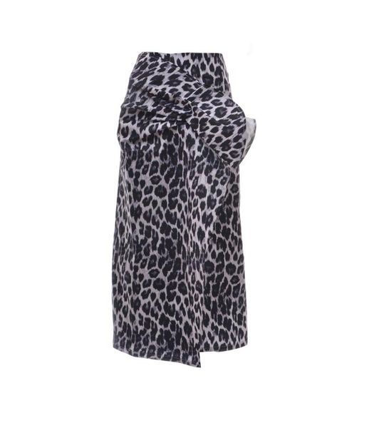 

skirts 2021 leopard print pleated asymmetric ruffled high waist skirt women, Black