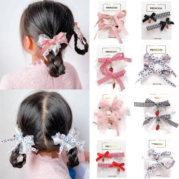 

children's bow lace hair accessories set hairpin girl headdress barrettes clip edge rope, Slivery;white