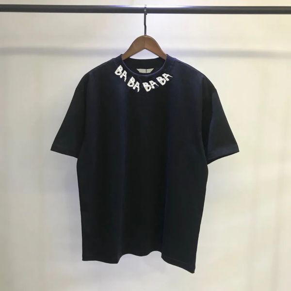 

spring summer tee graffiti collar label letter ba printed short-sleeved men and women half-sleeved couple loose large size t, White;black