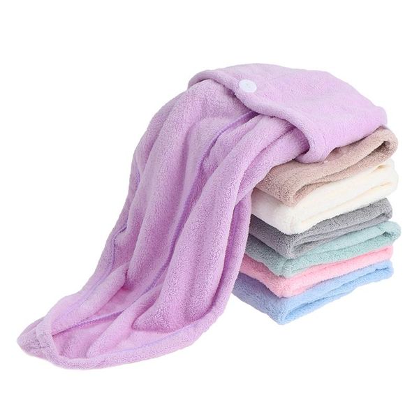 

microfiber hair fast drying dryer towel bath wrap hat quick cap turban dry lady household tool 7 colors shower caps