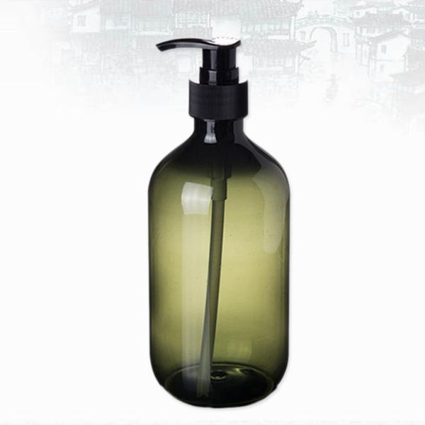 

300ml empty shampoo bottle opaque versatile pump drip-lotion container hand soap dispenser(green) storage bottles & jars