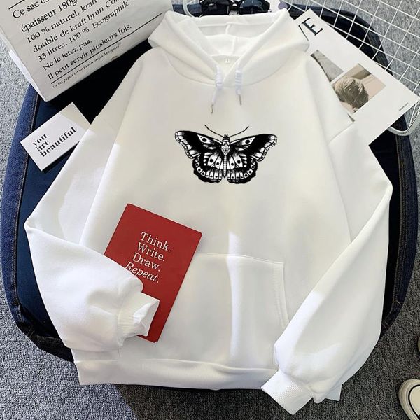 

women's hoodies & sweatshirts vintage winter sweetshirt dark gothic women punk butterfly printing sweatshirt kangaroo pocket 90's, Black