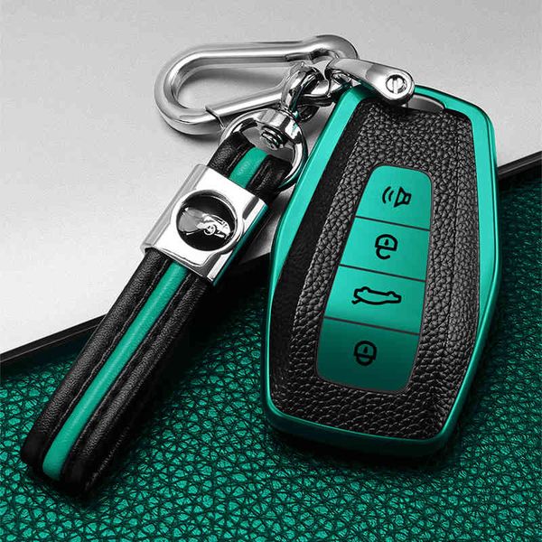 

tpu + leather car remote key case cover holder shell for geely emgrand x7 ex7 coolray 2019-2020 auto styling fob accessories