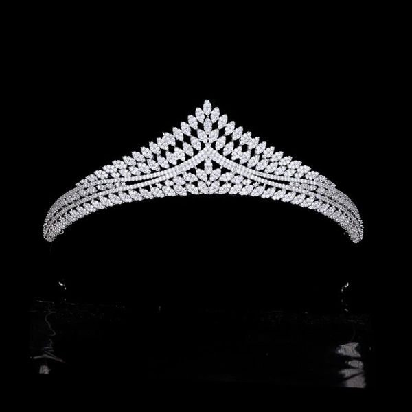 

hair clips & barrettes full zircon bride wedding crown micro-inlaid 3a cz bridal tiaras women headdress for jewelry accessories hq0420, Golden;silver