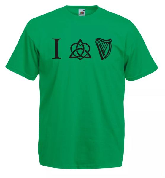 

grid j709 i love guinness weave celtic cotton t-shirt 100% fairylands, White;black
