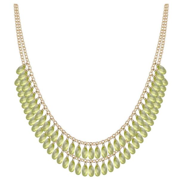 

chains beads pendant crystal tassel choker chunky statement bib necklace, Silver
