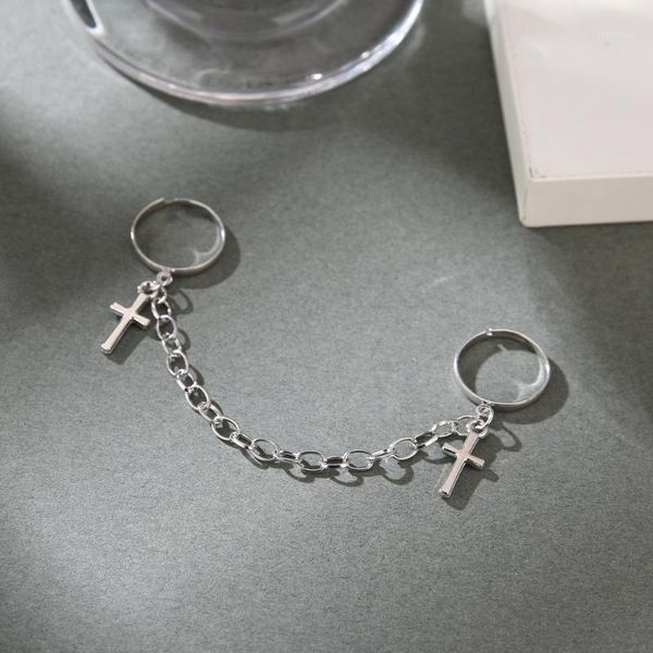 

cluster rings gothic hiphop cross punk double ring for women men adjustable silver color chain set 2021 trendy jewelry gift, Golden;silver