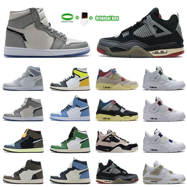 

[with box]sail bred 4 4s guava ice white cement mens basketball shoes jumpman 1 1s travis scotts obsidian unc fearless black cat shattered