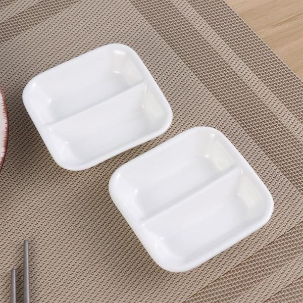 

storage bottles & jars 2 pcs 3 inch pure white ceramic appetizer serving tray 2-compartment sauce dishes divided snack for spice dish soy