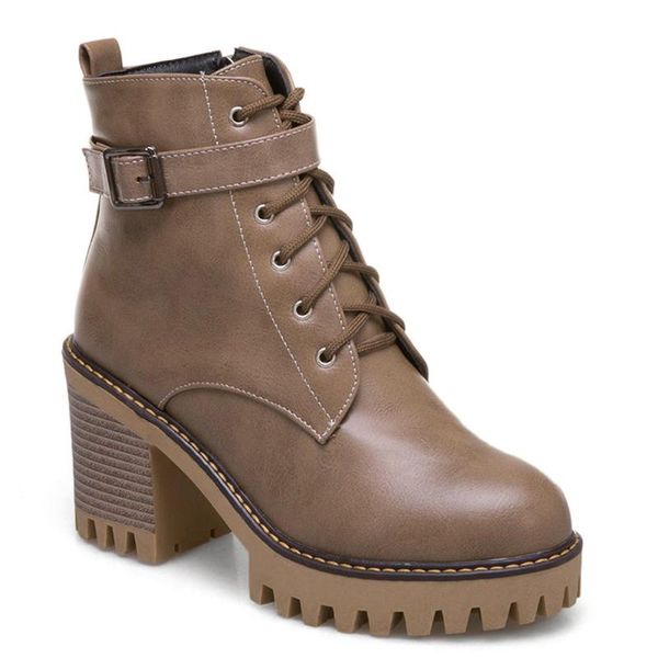 

boots short women's belt buckle high heel large, Black