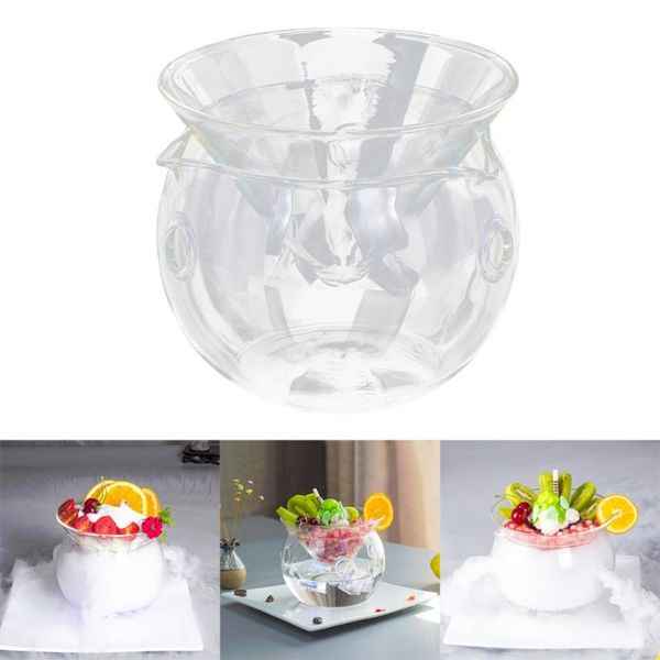 

bowls transparent glass salad bowl fruit and vegetable with dry ice container (middle size)