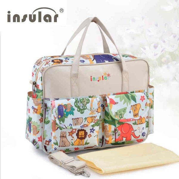 

multicolored diaper large-capacity fashionable mother's maternity baby stroller nappy mummy bag 210326