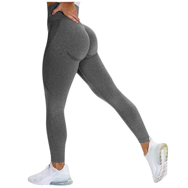 

women's leggings seamless stretch fitness pants bulifting workout for women breathable high waist active legging, Black