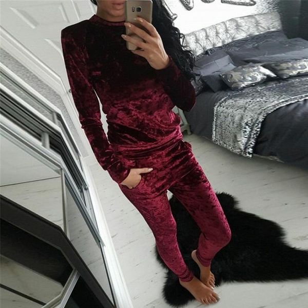 

women's pants & capris autumn winter women fashion tracksuit velvet hoodies + 2 pieces female casual velour pullovers sweatshirts, Black;white