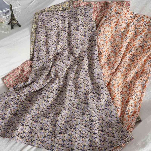 

women's pants & capris fashion korean retro beach chiffon skirt for womens sweet print floral summer casual long a-line boho awjj, Black;white