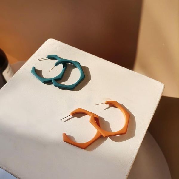 

hoop & huggie korean statement matte c shape earrings simple irregular geometric round for women fashion jewelry accessories, Golden;silver